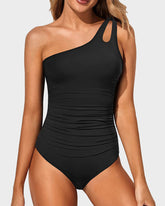 One Shoulder Tummy Control Swimsuit For Women